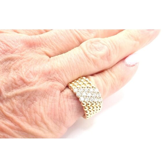 Van Cleef & Arpels 18k Yellow Gold Perlee Diamond 5 Row Band Ring Size 5.75 Cert - Picture 11 of 12